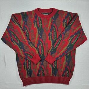 Vintage Mens 3X Funky Geometric Pattern Long Sleeve Sweater Grandpa Cosby